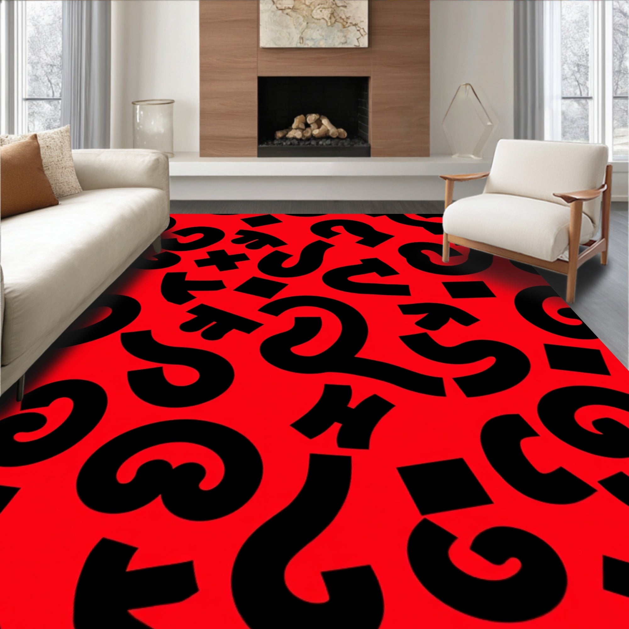 Abstract Black Bold Quirky Design Rug