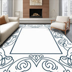 Elegant Abstract Scrollwork Border Design Rug