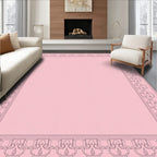 Pink Ornate Floral Border Design Rug