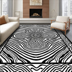 Bold Black and White Abstract Pattern Rug
