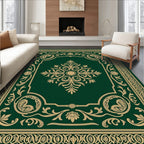 Emerald Green Gold Ornate Floral Rug