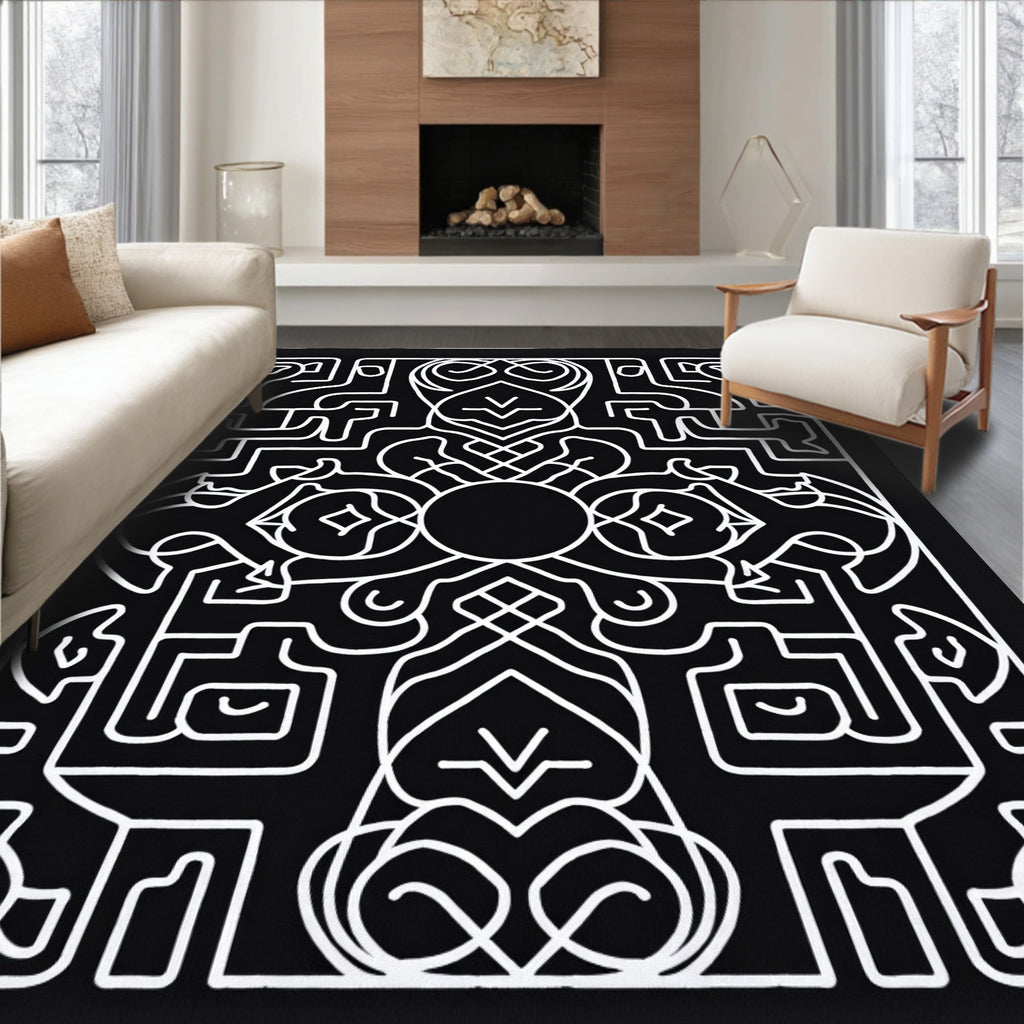Bold Abstract Linear Art Rug