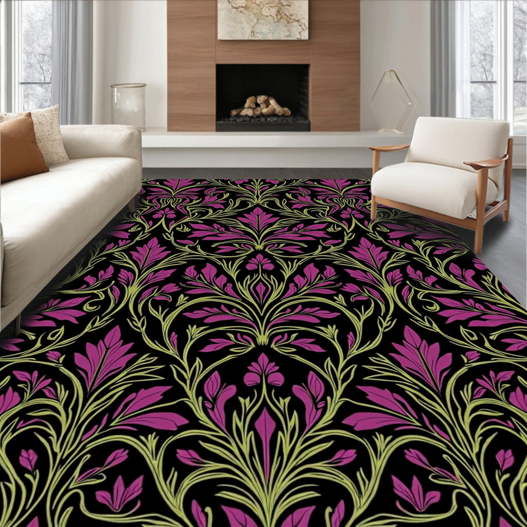 Art Nouveau Floral Vine Pattern Rug