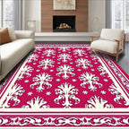 Ornate Floral Crimson Patterned Rug