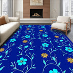 Blue Floral Vine Pattern Rug