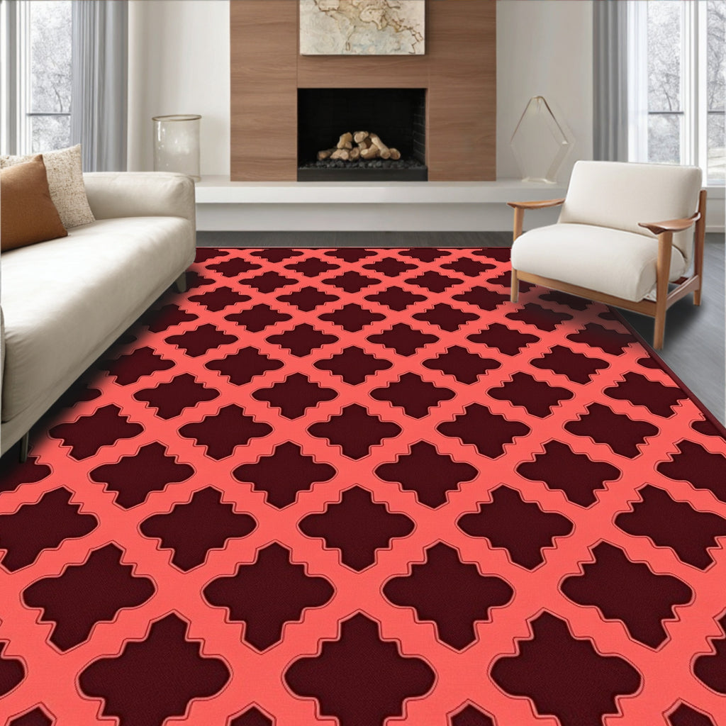 Coral Lattice Geometric Style Rug