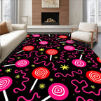 Bright Red Pink Swirl Lollipop Fun Rug