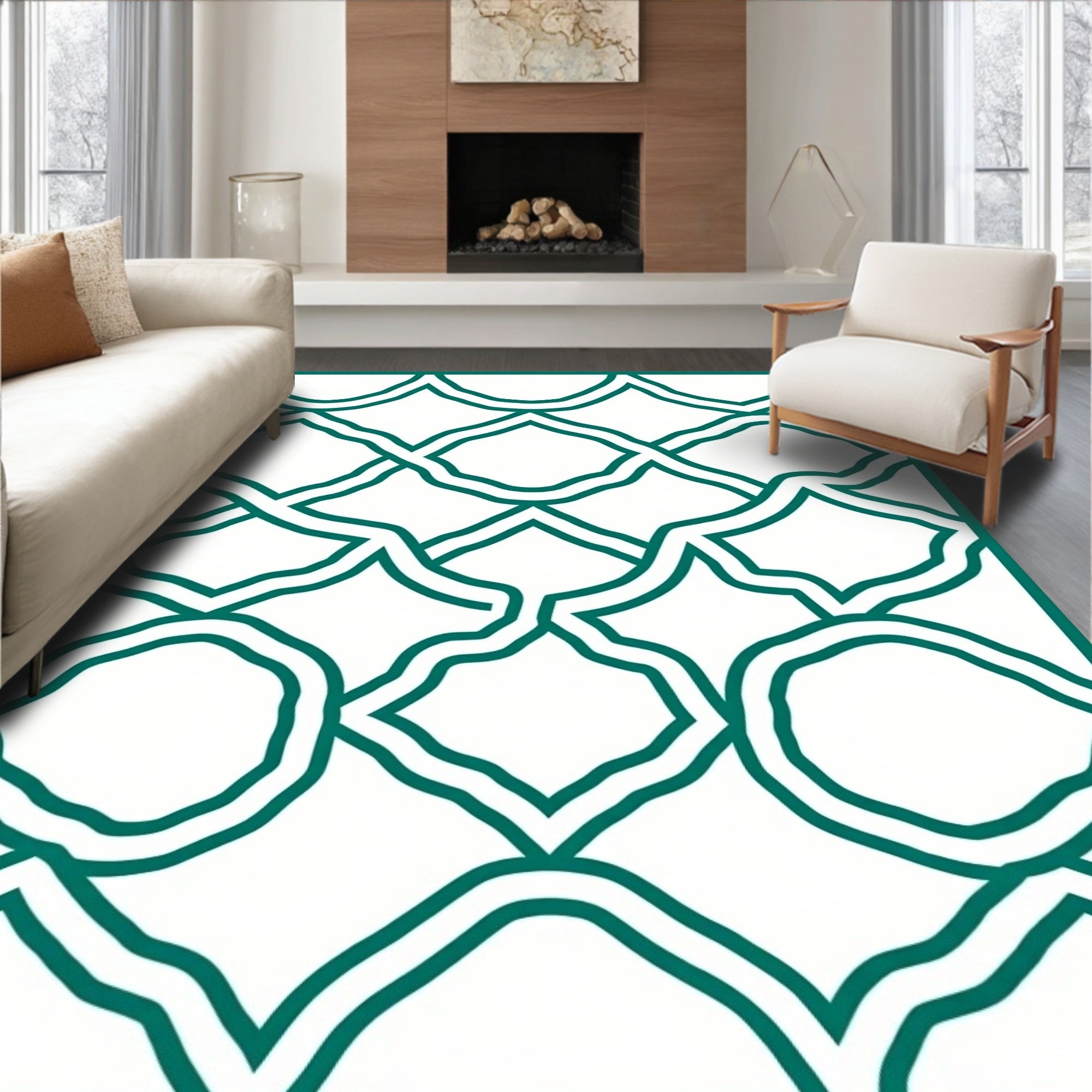 Trellis Patterned Overlay Rug