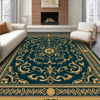 Ornate Golden Swirl Floral Medallion Rug