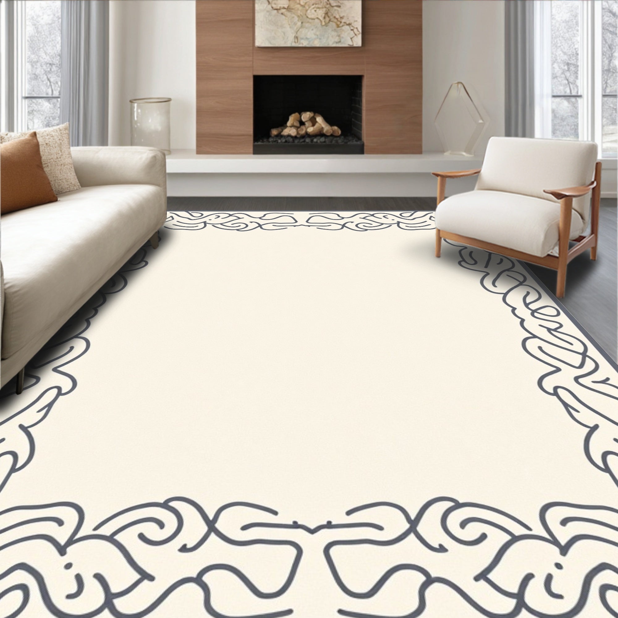 Intricate Swirl Abstract Graphic Design Rug