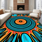 Vibrant Sunburst Concentric Rings Pattern Rug