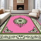 Pink Floral Geometric Medallion Rug