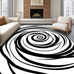 Black and White Swirl Pattern Rug
