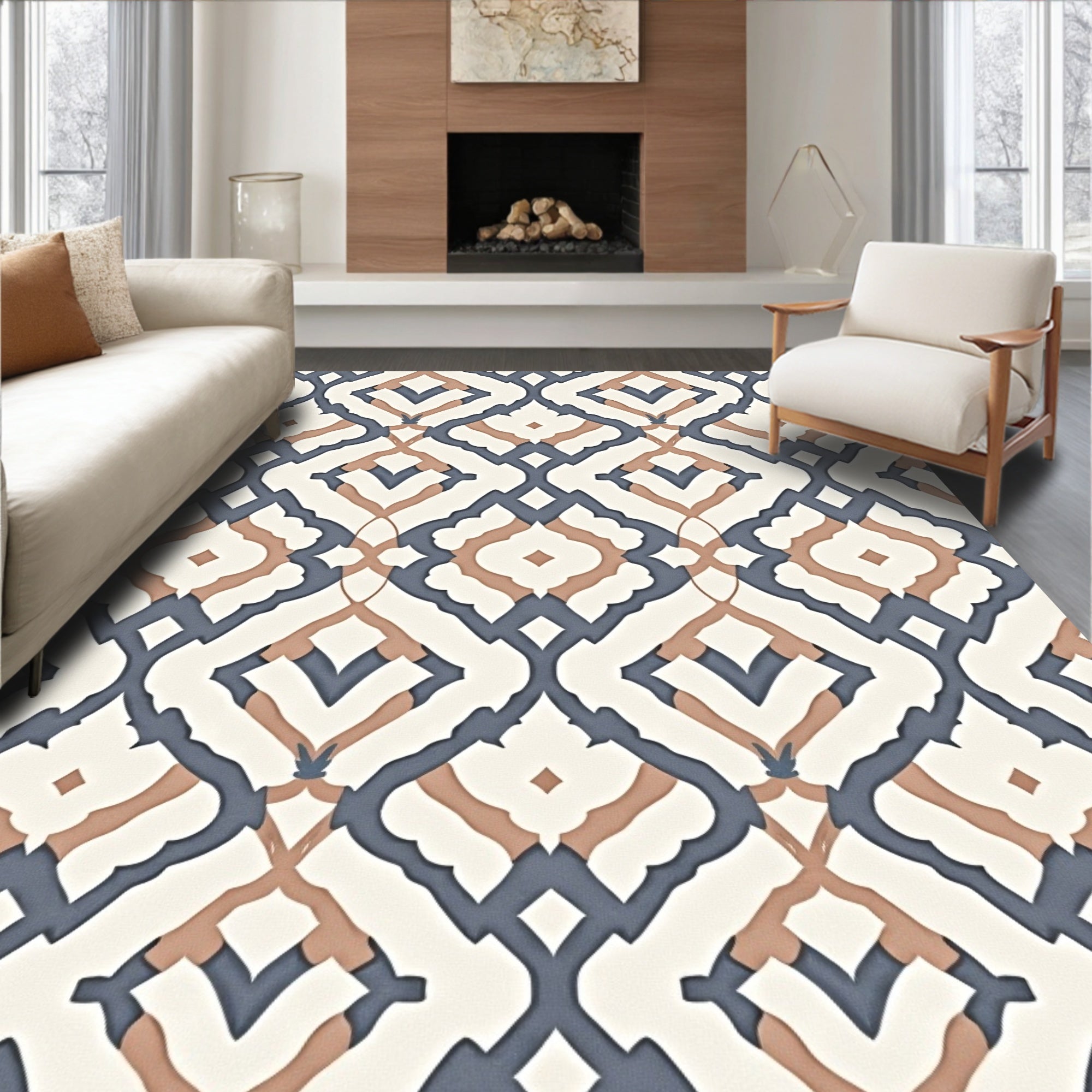 Classic Quatrefoil Inspired Geometric Pattern Rug