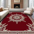 Crimson Floral Medallion Border Design Rug