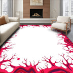 Abstract Crimson Organic Branch Pattern Rug
