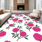 Pink Roses Botanical Pattern Rug