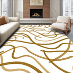 Abstract Swirls Golden Lines Rug