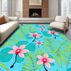 Tropical Pink Orchid Leaf Pattern Rug