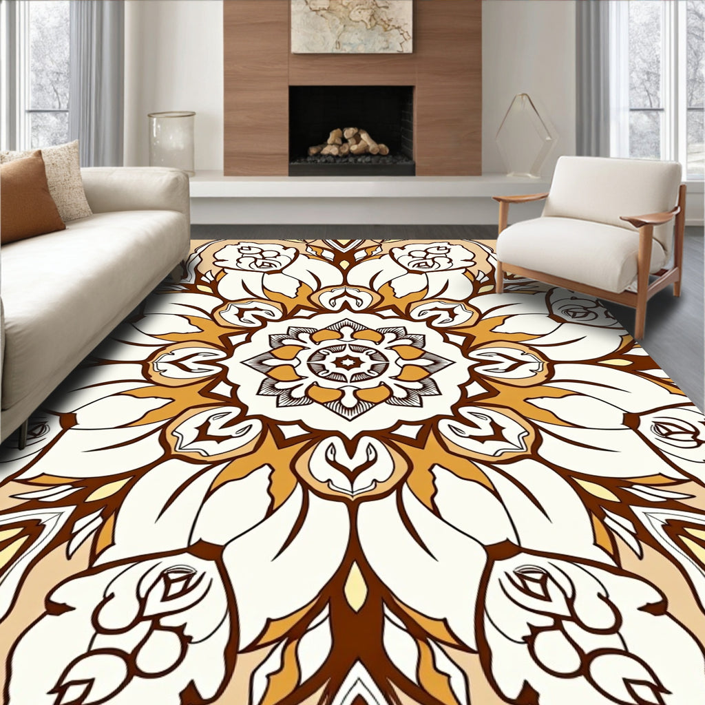 Radiant Floral Mandala Pattern Design Rug