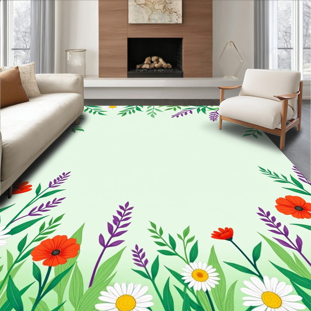 Whimsical Floral Meadow Design Rug