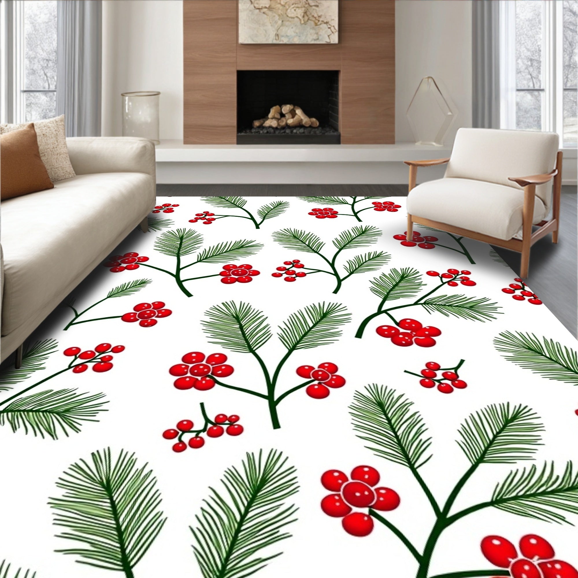 Christmas Spruce Berry Botanical Rug