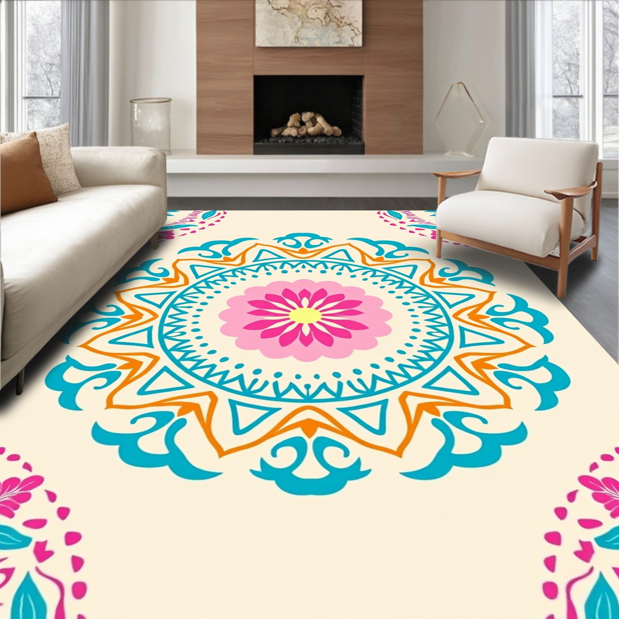 Mandala Floral Bright Pattern Design Rug
