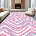 Pink Blue Wave Pattern Rug