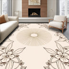 Floral Sunburst Delicate Outline Design Rug