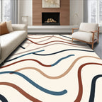 Warm Earthy Abstract Wavy Lines Rug
