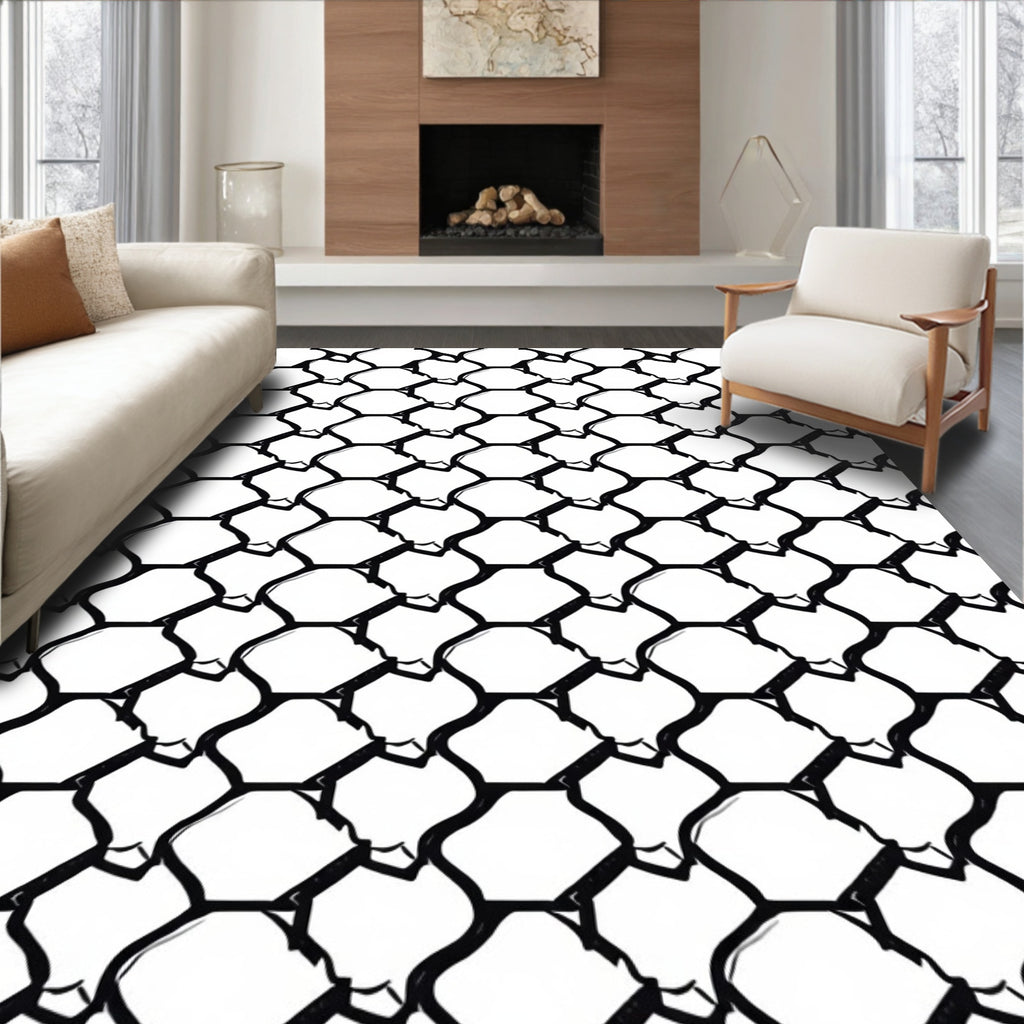 Black White Scales Pattern Rug