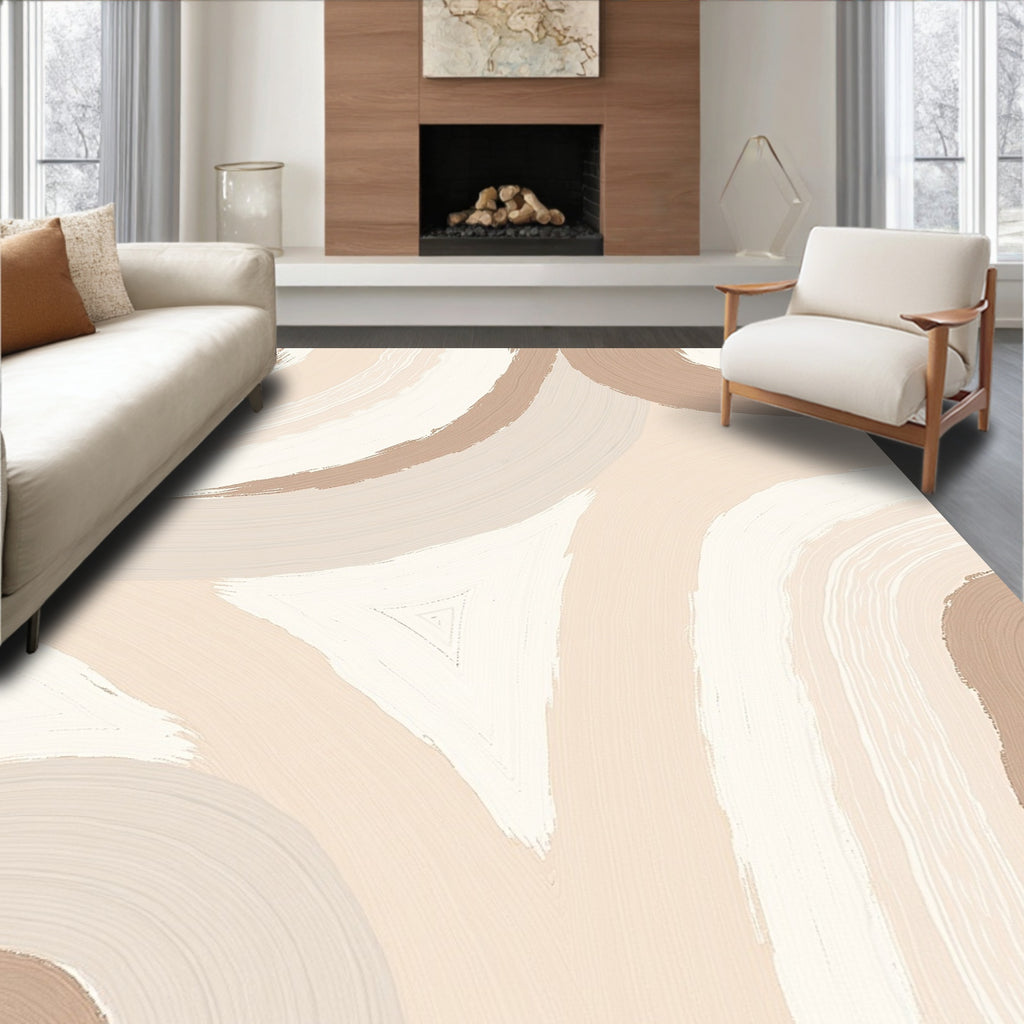 Neutral Brushstroke Arch Pattern Rug
