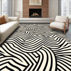 Abstract Swirl Black Ivory Pattern Rug
