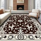 Classical Floral Scrollwork Rich Brown Rug