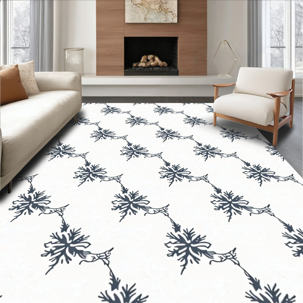 Dark Blue Snowflake Garland Repeat Rug