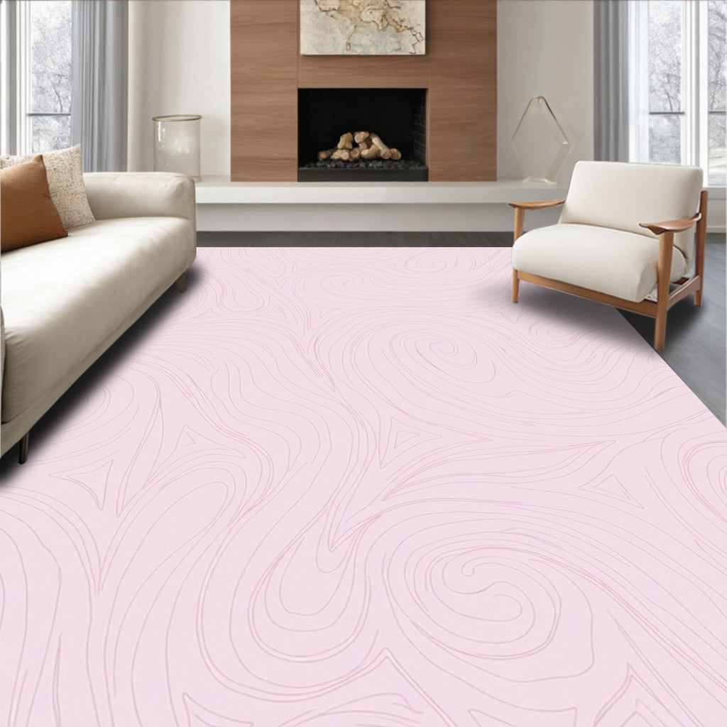 Pale Pink Swirl Abstract Pattern Rug