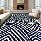 Abstract Navy Cream Geometric Rug