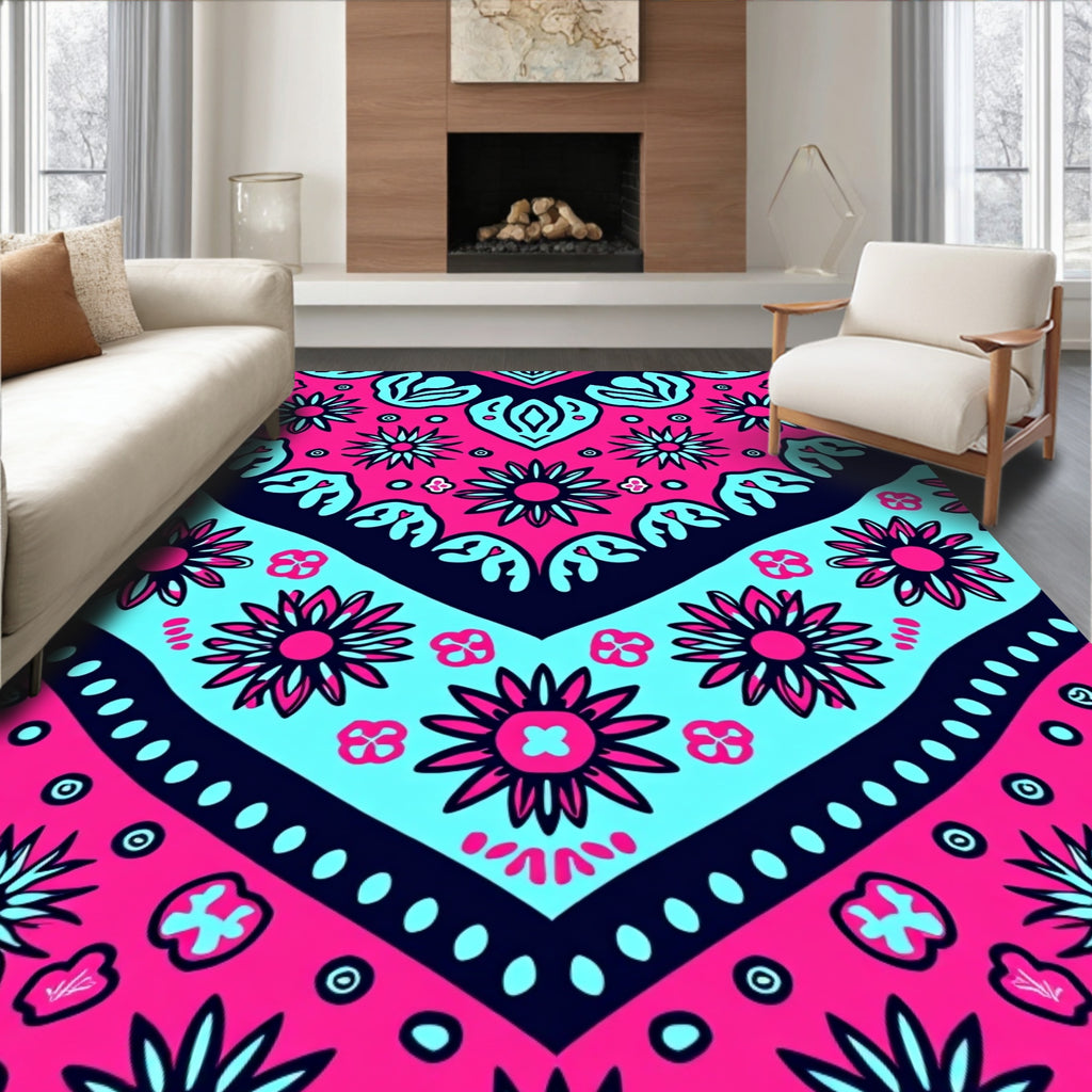 Bold Fuchsia Sky Floral Pattern Rug