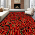 Abstract Swirling Red Gold Pattern Rug