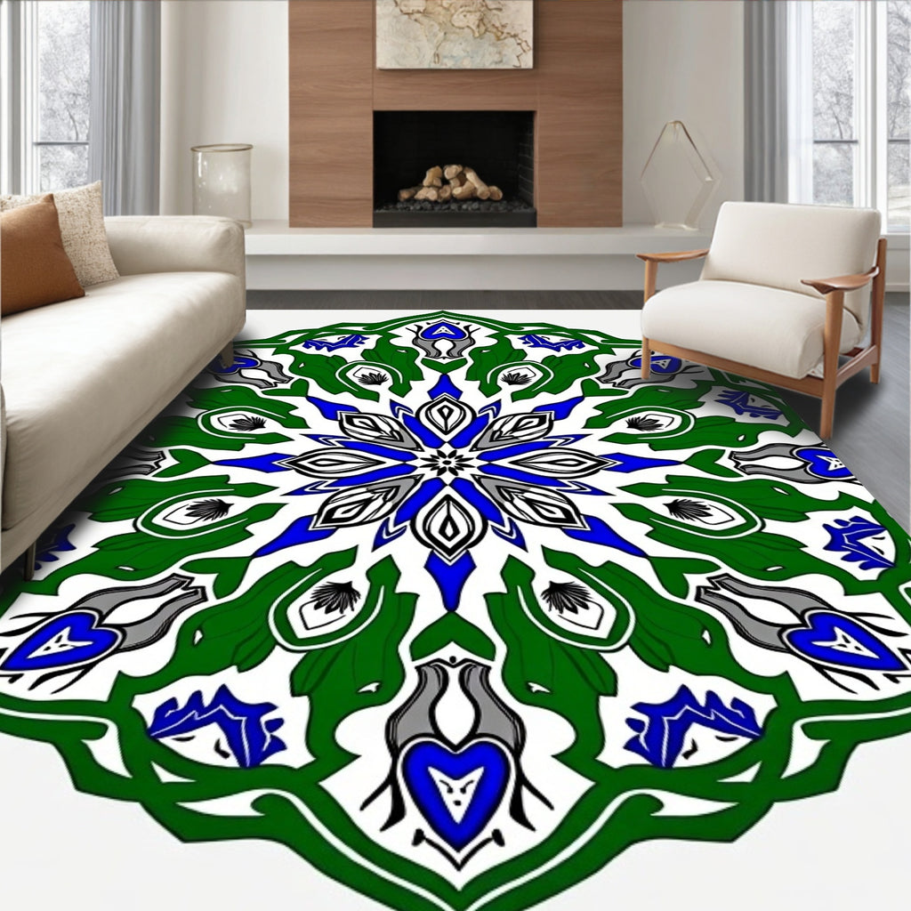 Ornate Symmetrical Mandala Pattern Rug