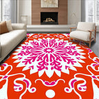 Vibrant Fuchsia Floral Mandala Design Rug