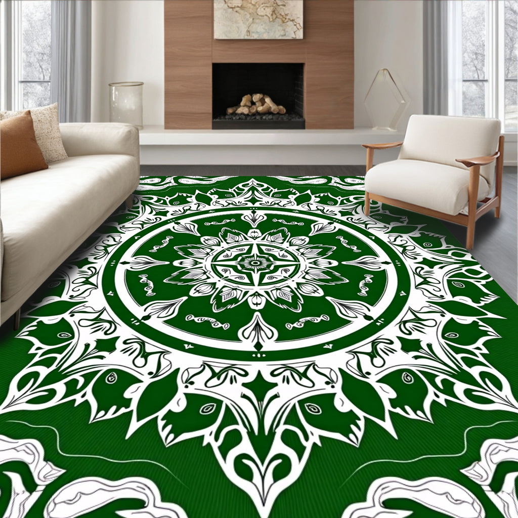 Intricate Floral Mandala Art Deco Rug