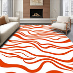 Bright Orange Abstract Fluid Lines Rug