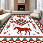 Rustic Horse Tribal Geometric Pattern Rug