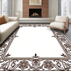 Ornate Floral Scroll Frame Design Rug