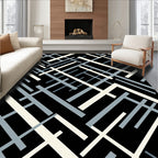 Interlocking Lines Pattern With Gray And Cream Rug