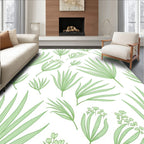 Green Leafy Tropical Pattern Rug
