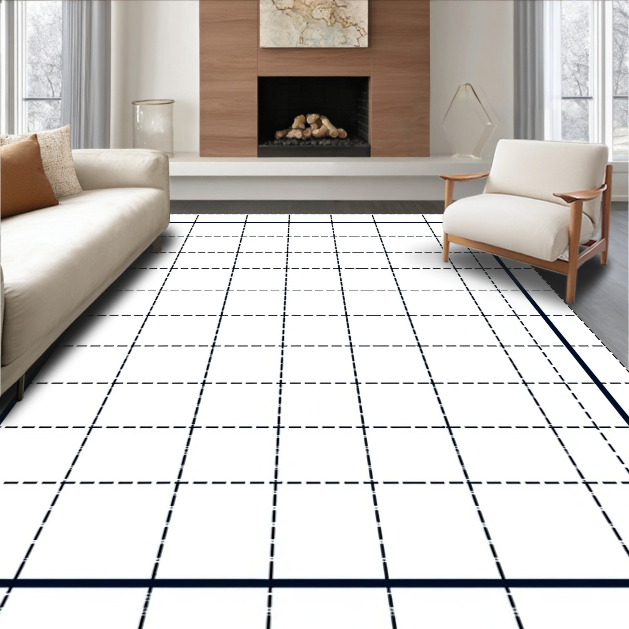 Classic Grid Pattern Rug
