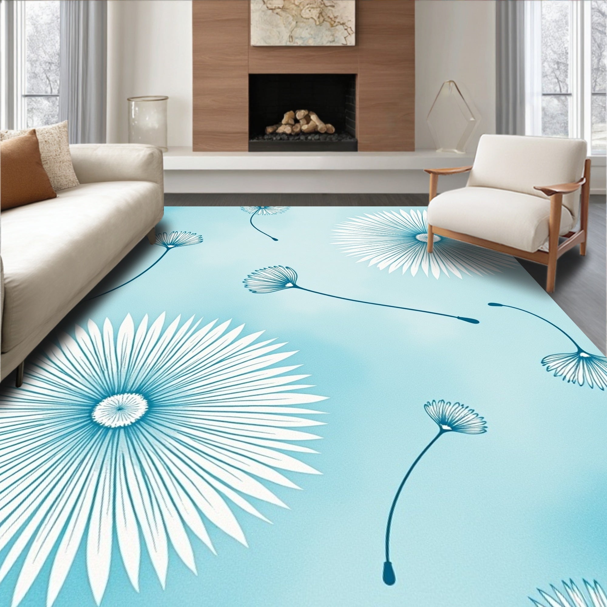 Celestial Dandelion Seed Floats Rug