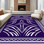 Abstract White Swirls In Deep Blue Rug